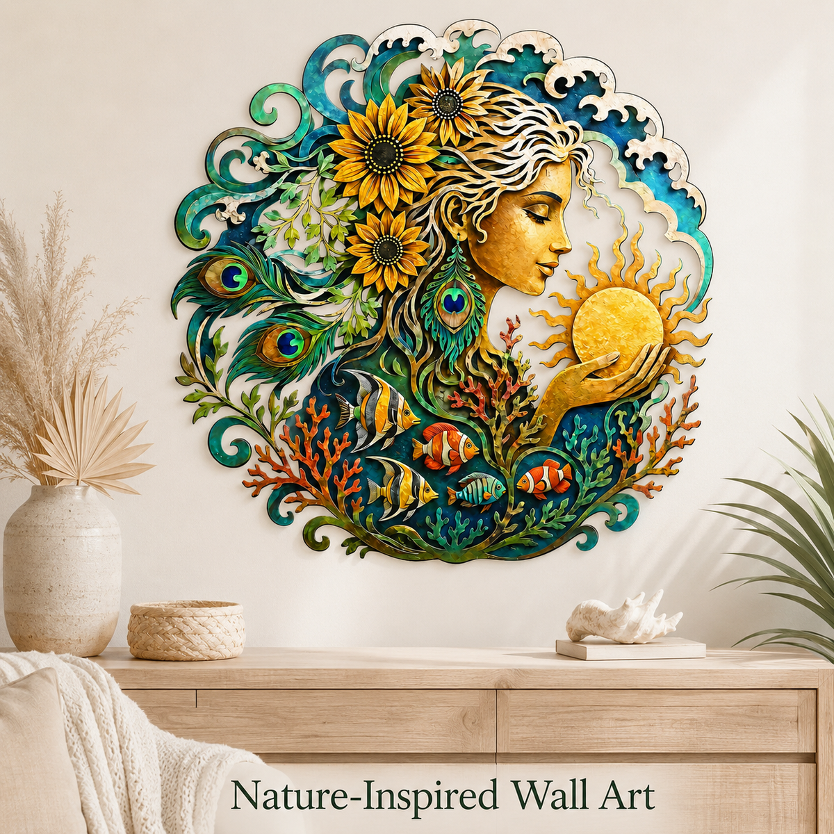 Lifestyle Sales-Close - Mother Ocean Metal Wall Art Ocean Goddess Wall Decor Coastal