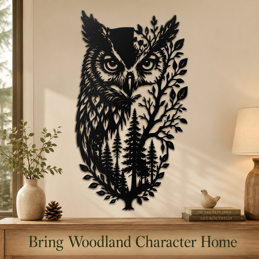 Lifestyle Sales-Close - Owl Metal Wall Art Wildlife Wall Decor Woodland Cabin Decor