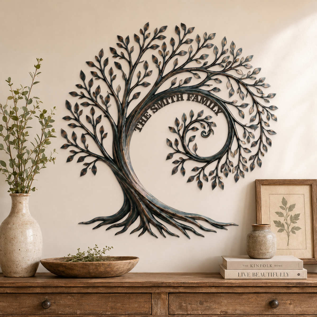 Lifestyle Sales-Close - Personalized Family Tree Metal Wall Art Custom Family Name Sign