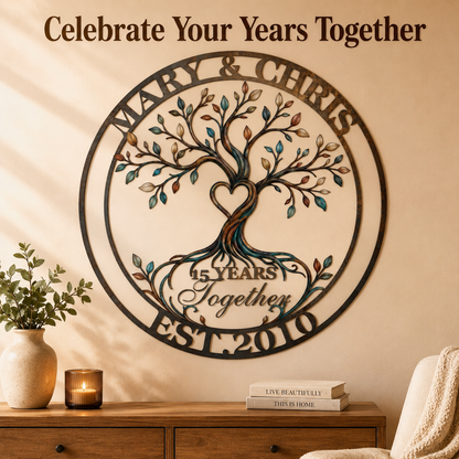 Lifestyle Sales-Close - Personalized Anniversary Gift Custom Couple Name Tree of Life Metal