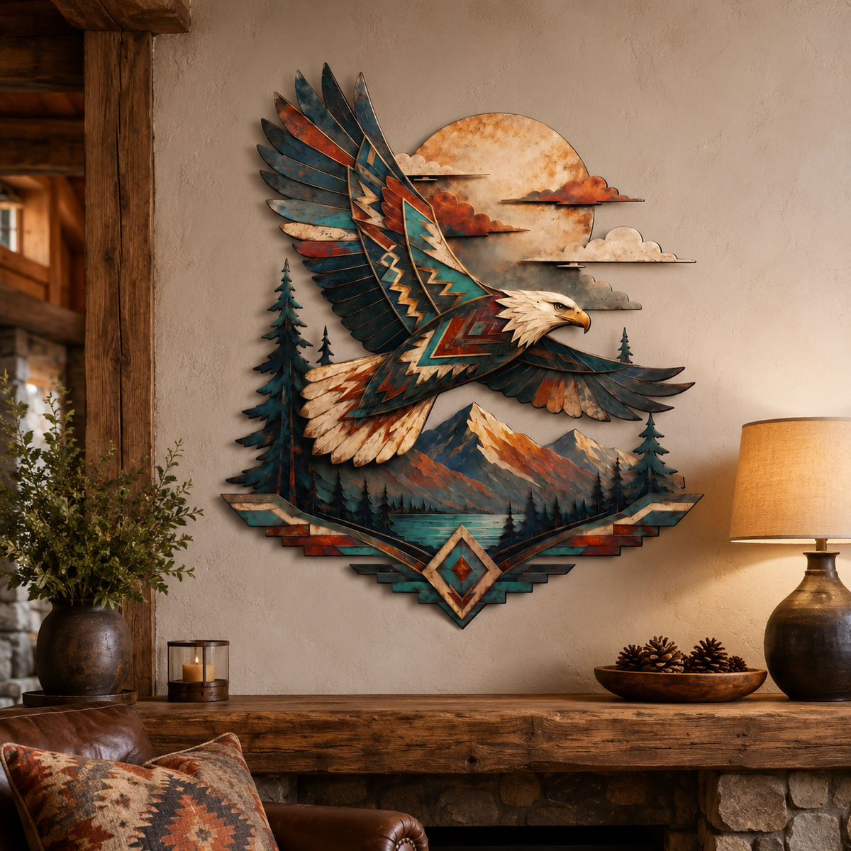 Lifestyle Sales-Close - Bald Eagle Metal Wall Art Wildlife Wall Decor Southwestern Eagle