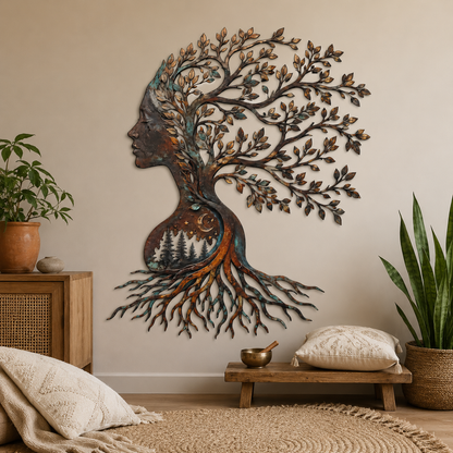 Lifestyle Sales-Close - Woman Tree of Life Metal Wall Art Mother Nature Goddess