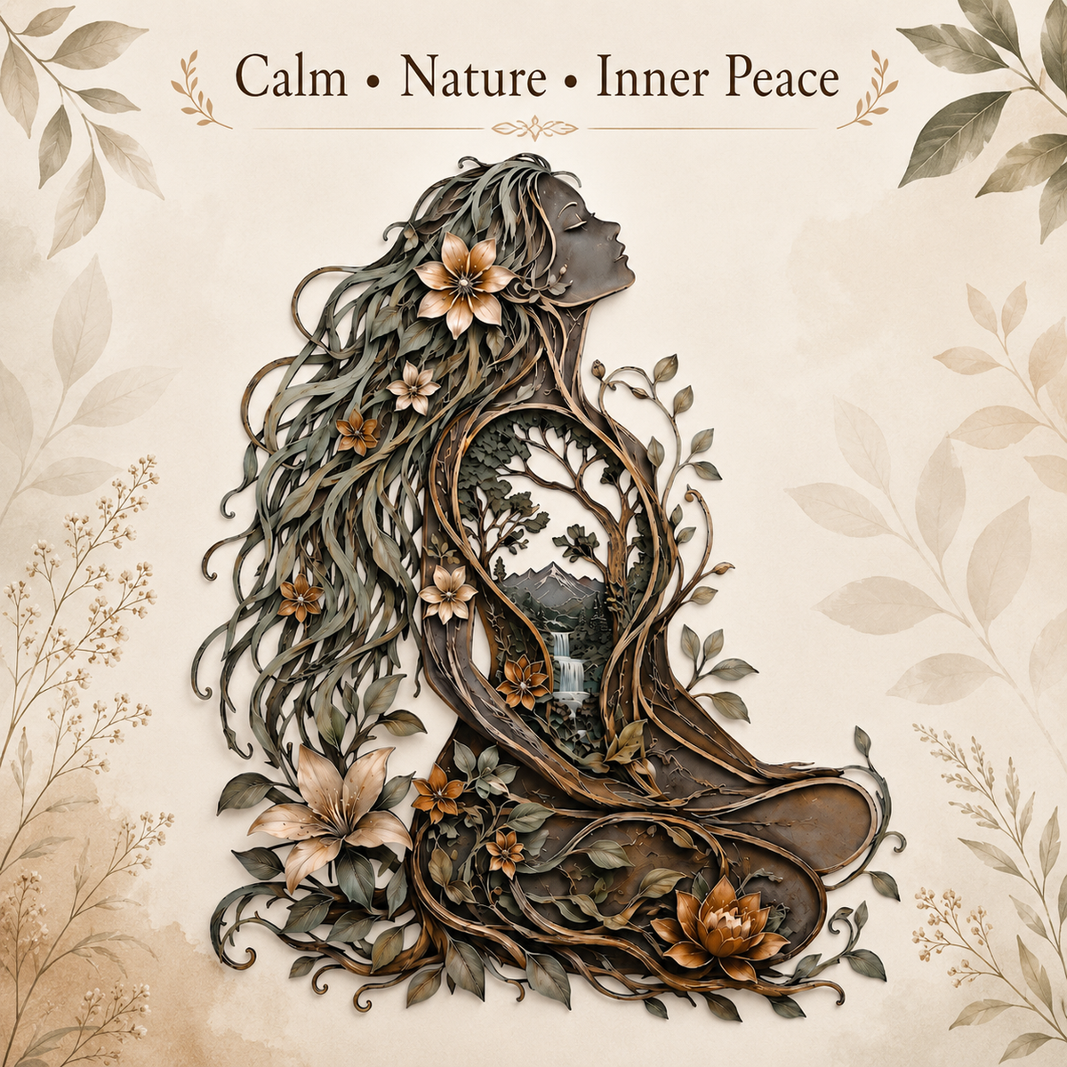 Design Statement - Meditation Room Metal Wall Art Woman Tree of Life Yoga