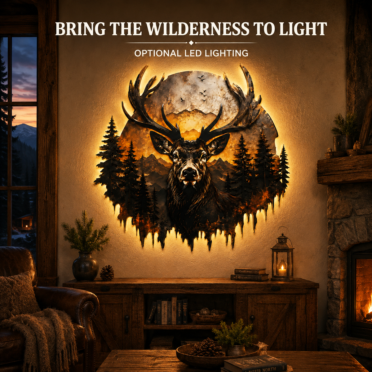 LED Lifestyle - Deer Metal Wall Decor Mountain Wall Art Wildlife Art Woodland