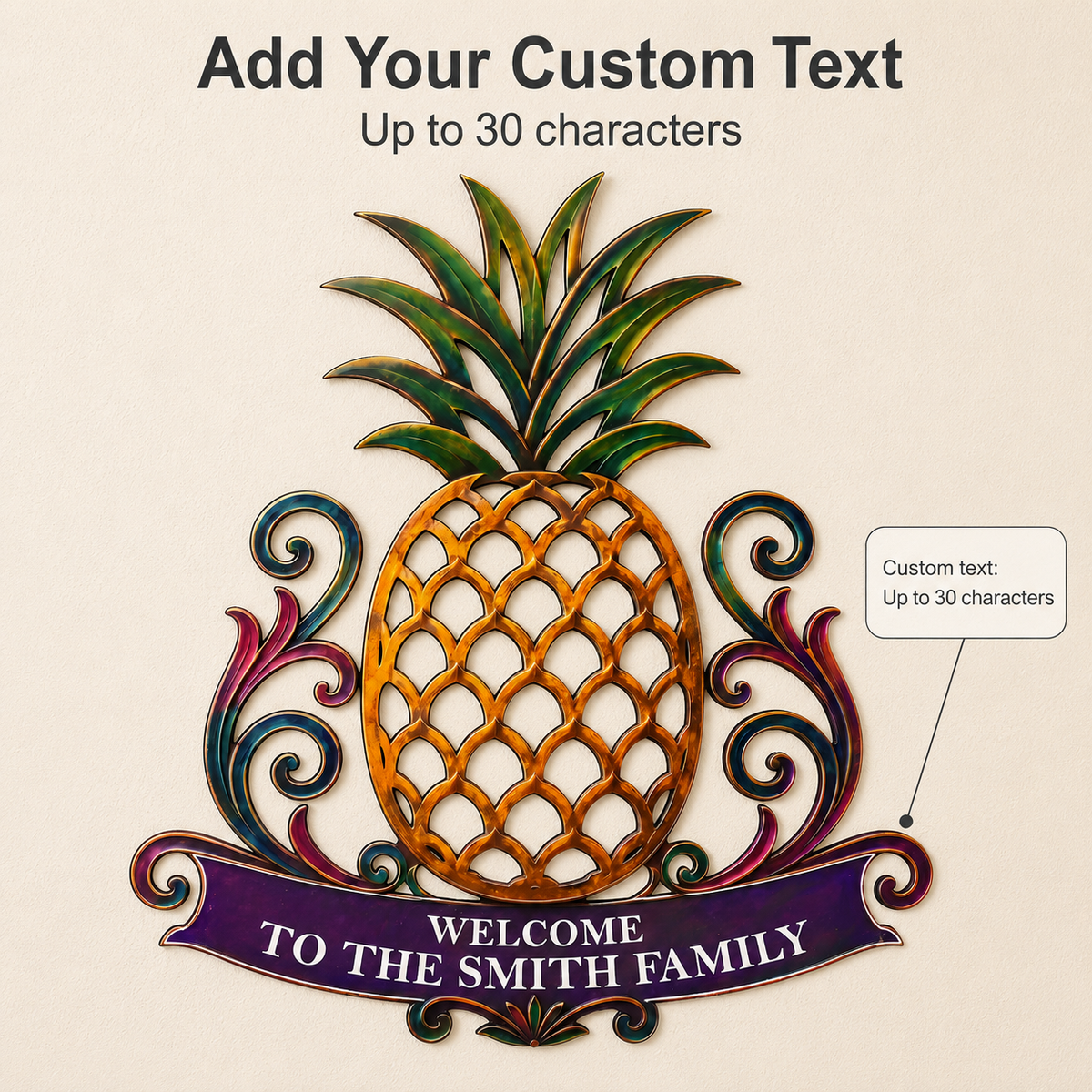 Customization Focus - Custom Pineapple Welcome Metal Sign Personalized Family Name Sign Entryway