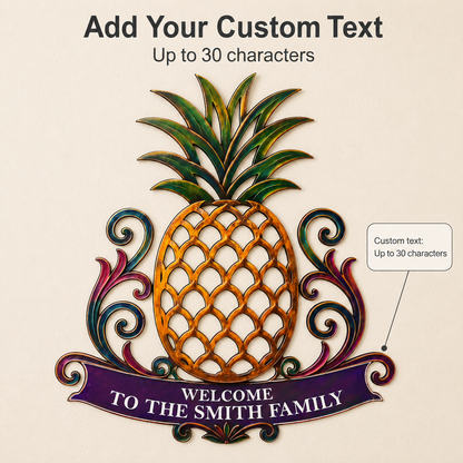 Customization Focus - Custom Pineapple Welcome Metal Sign Personalized Family Name Sign Entryway