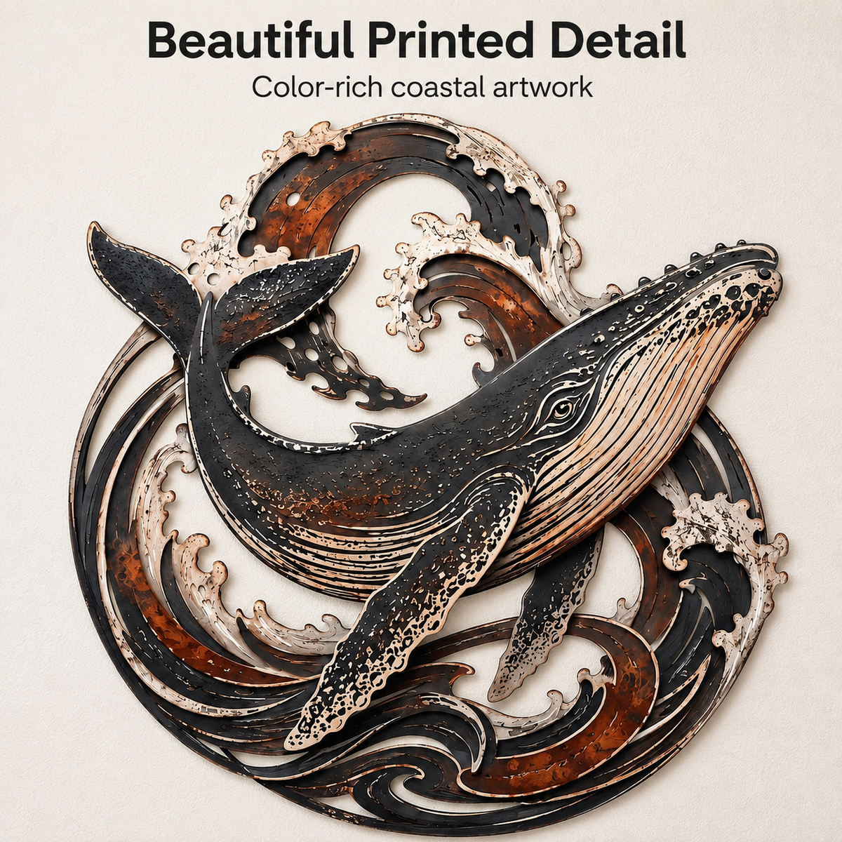 Design Detail — Whale Metal Wall Art Humpback Whale Wall Decor Ocean Wall