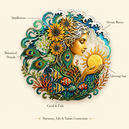 Design Statement - Mother Ocean Metal Wall Art Ocean Goddess Wall Decor Coastal