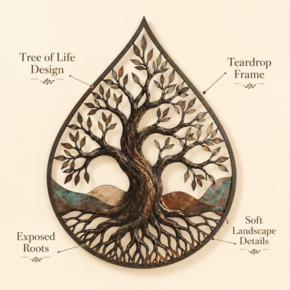 Design Statement - Water Drop Tree of Life Metal Wall Art Nature Inspired