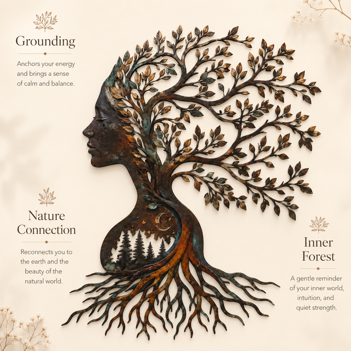 Design Statement - Woman Tree of Life Metal Wall Art Mother Nature Goddess