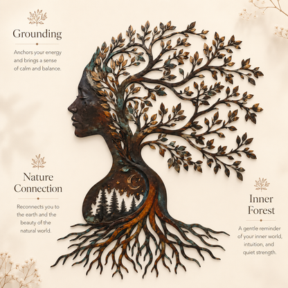 Design Statement - Woman Tree of Life Metal Wall Art Mother Nature Goddess