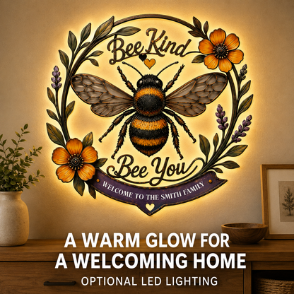 LED Lifestyle - Bee Kind Bee You Metal Wall Art Decor Personalized Family