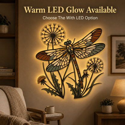 LED Lifestyle - Dragonfly Wall Art Metal Wall Art Outdoor Wall Art Wildflower
