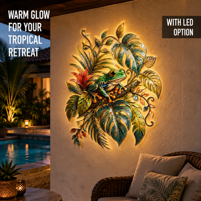 LED Lifestyle - Frog Wall Art Tropical Metal Wall Art Rainforest Wall Art
