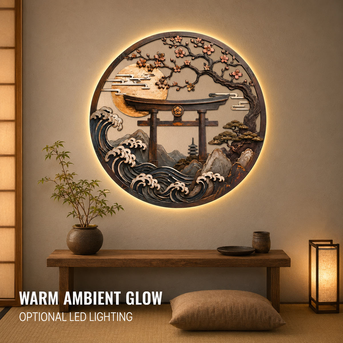 LED Lifestyle — Torii Gate Metal Wall Art Japanese Wall Art Zen Wall