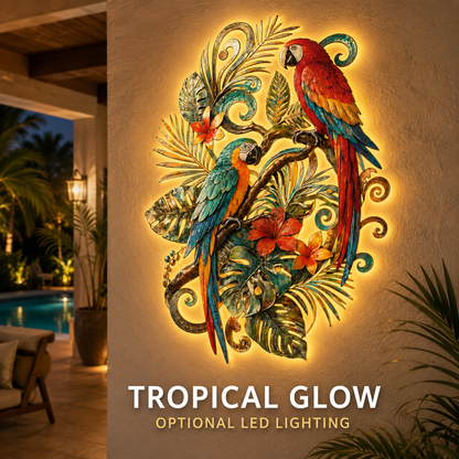 LED Lifestyle - Tropical Parrot Metal Wall Art Macaw Wall Decor Tropical Bird