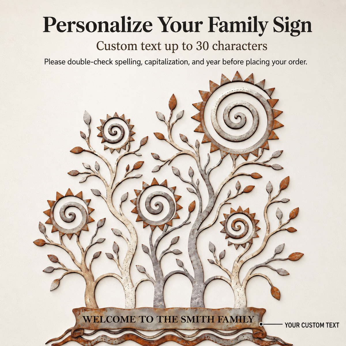 Personalization - Custom Family Tree Metal Wall Art Decor Personalized Family Name