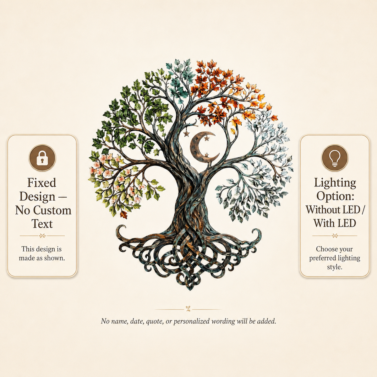 Option Guide - Tree of Life Metal Wall Art Celtic Four Seasons Tree