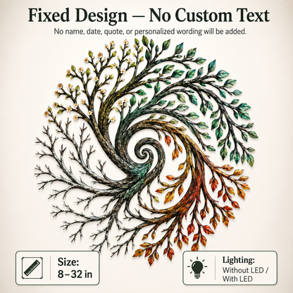 Four Seasons Tree of Life Metal Wall Art Spiral Tree Wall Decor Circular Nature Art for Living Room — Customize Option Guide