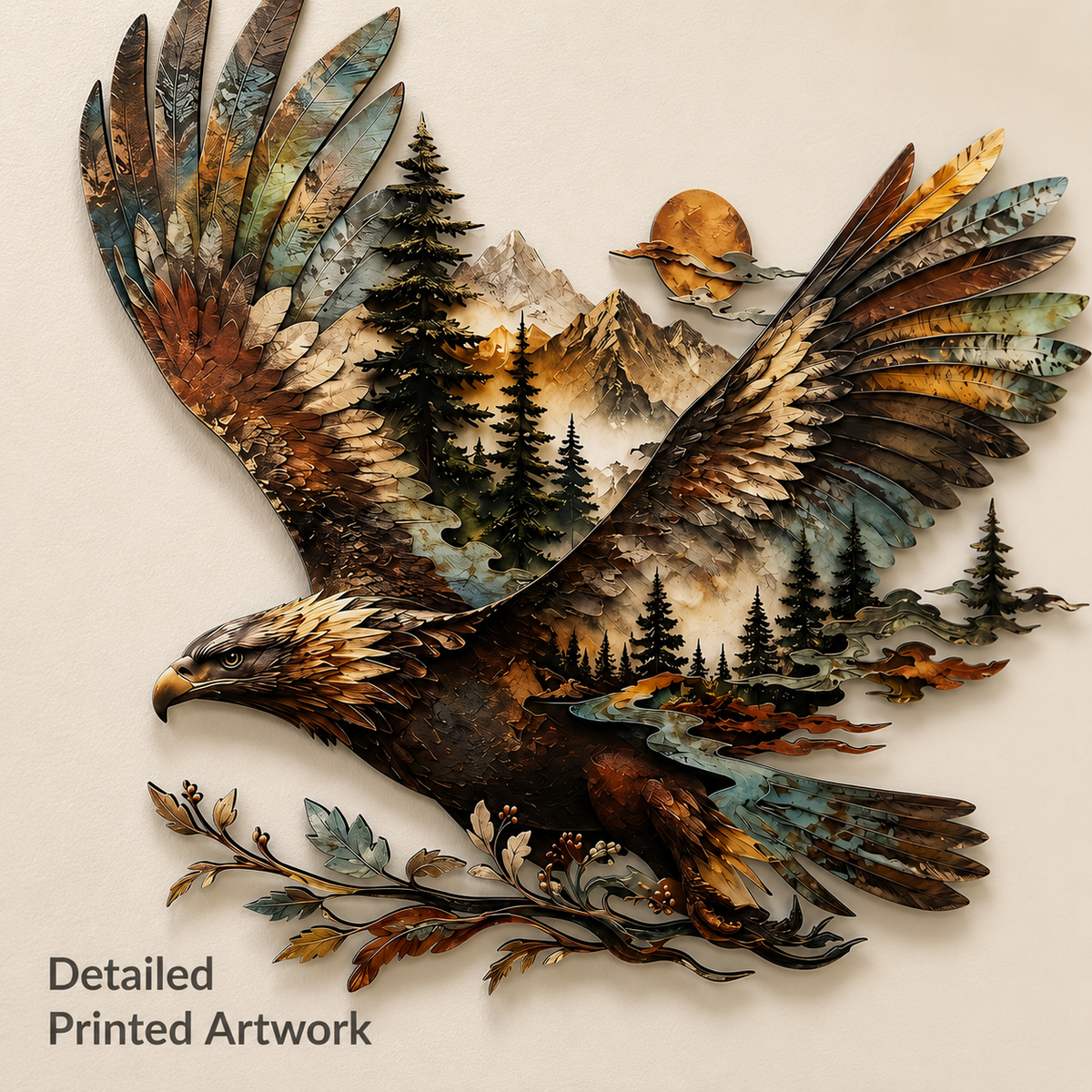 Detail Close-Up - Bald Eagle Metal Wall Art Eagle Wall Decor Mountain Wildlife