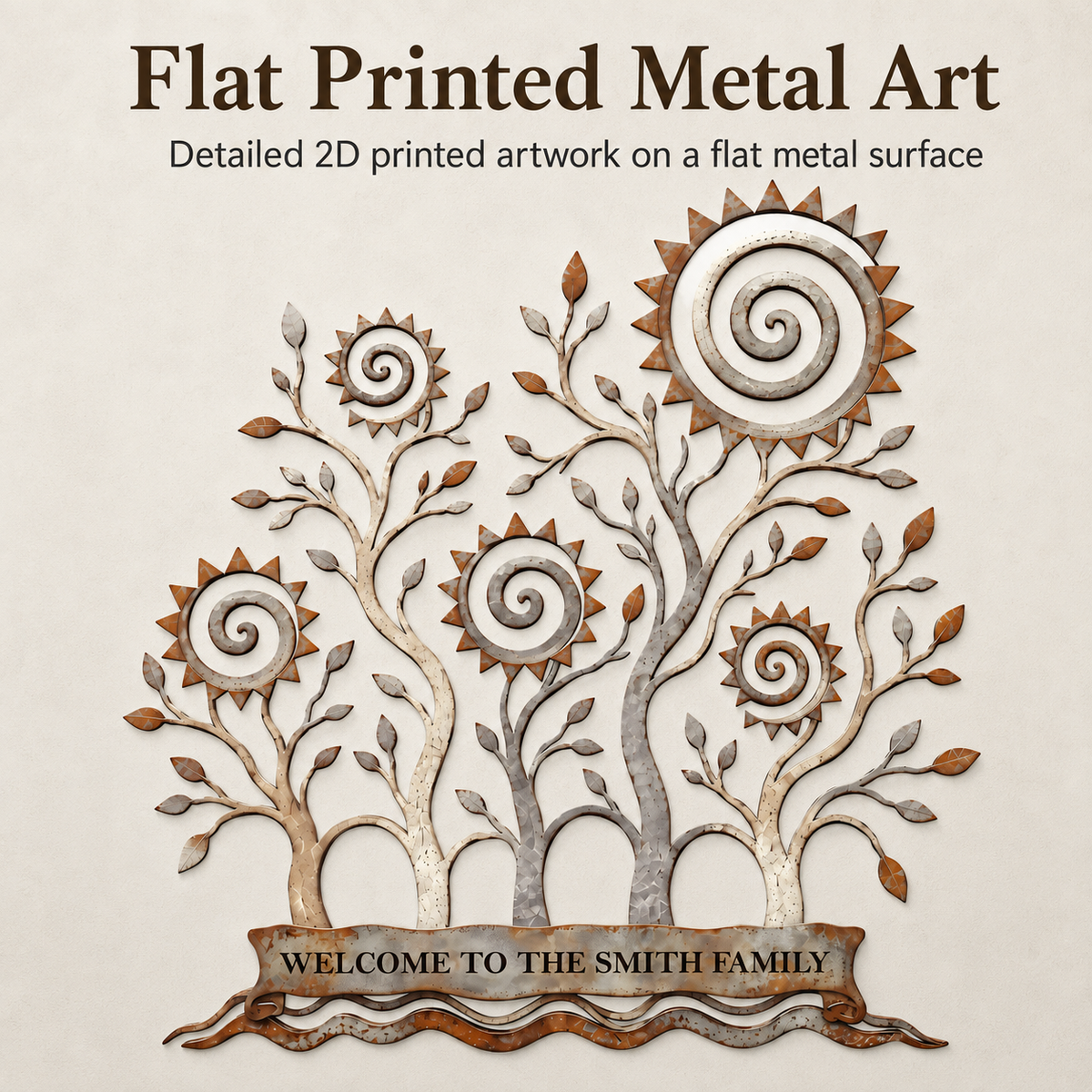 Flat Printed Clarification - Custom Family Tree Metal Wall Art Decor Personalized Family Name