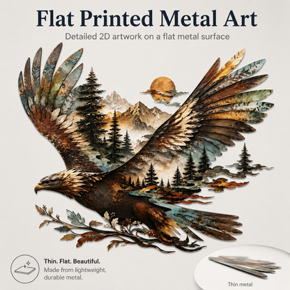 Flat Printed Clarity - Bald Eagle Metal Wall Art Eagle Wall Decor Mountain Wildlife