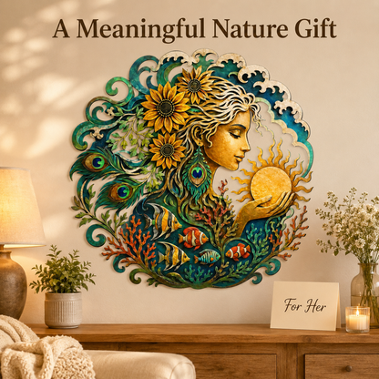 Meaningful Gift - Mother Ocean Metal Wall Art Ocean Goddess Wall Decor Coastal