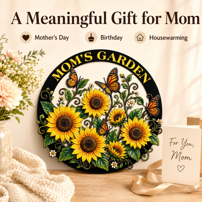 Meaningful Gift - Custom Sunflower Metal Wall Art Butterfly Garden Decor Mom Garden