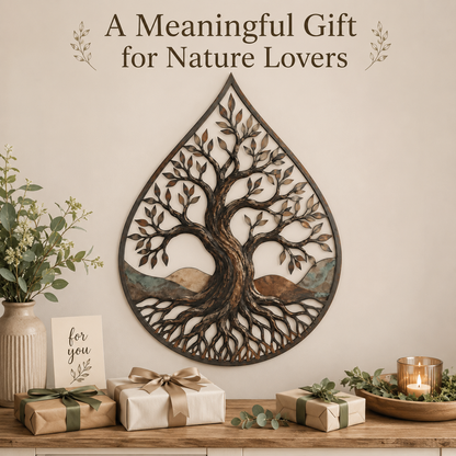 Meaningful Gift - Water Drop Tree of Life Metal Wall Art Nature Inspired