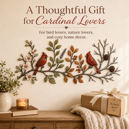 Meaningful Gift - Cardinal Bird Metal Wall Art Four Seasons Wall Decor Flat