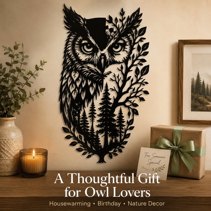 Meaningful Gift - Owl Metal Wall Art Wildlife Wall Decor Woodland Cabin Decor