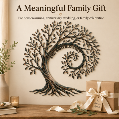 Meaningful Gift - Personalized Family Tree Metal Wall Art Custom Family Name Sign