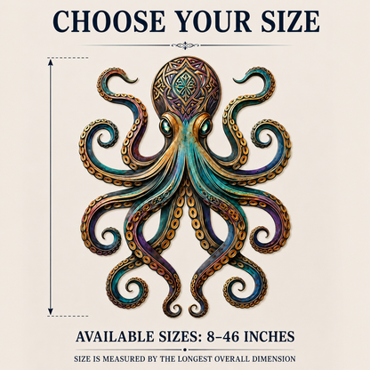 Size Guide — Octopus Metal Wall Art Octopus Wall Decor Coastal Wall Art