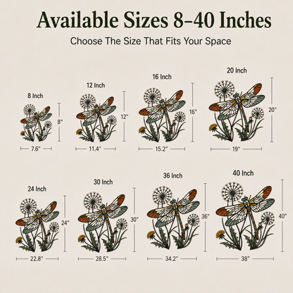 Size Guide - Dragonfly Wall Art Metal Wall Art Outdoor Wall Art Wildflower
