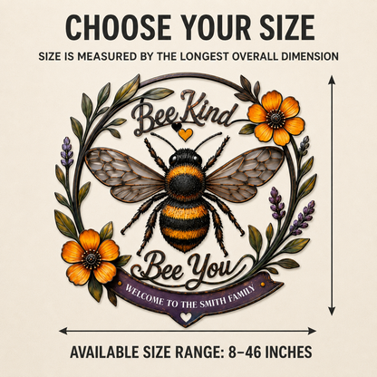 Size Guide - Bee Kind Bee You Metal Wall Art Decor Personalized Family