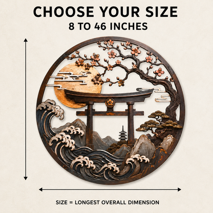 Size Guide — Torii Gate Metal Wall Art Japanese Wall Art Zen Wall