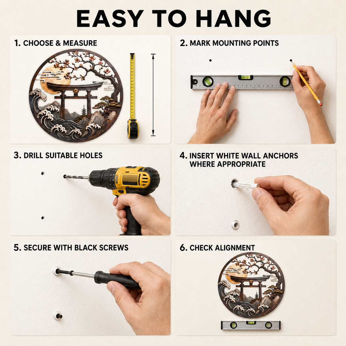 Easy To Hang — Torii Gate Metal Wall Art Japanese Wall Art Zen Wall