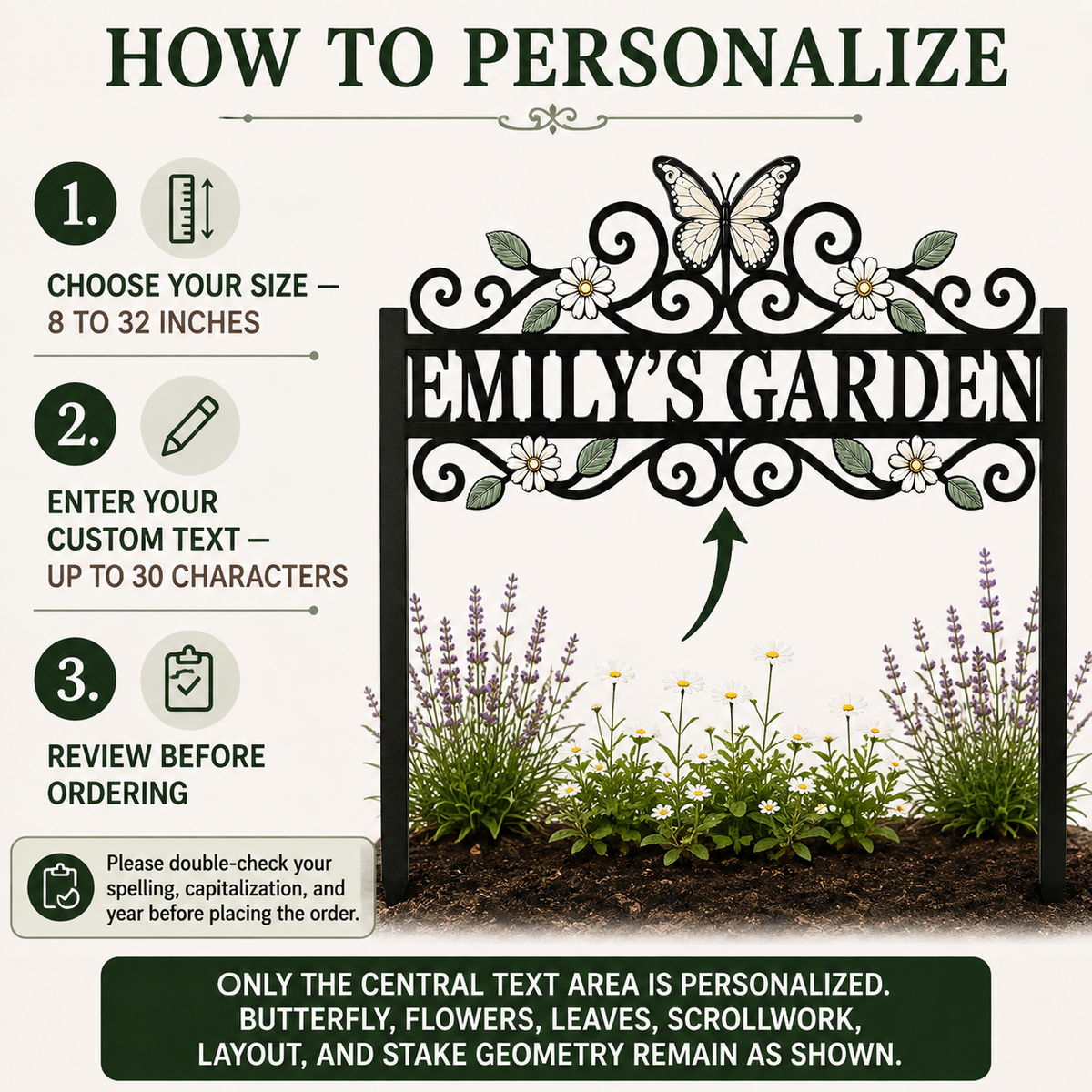 How To Personalize - Custom Name Garden Stake Personalized Butterfly Garden Decor Daisy Floral