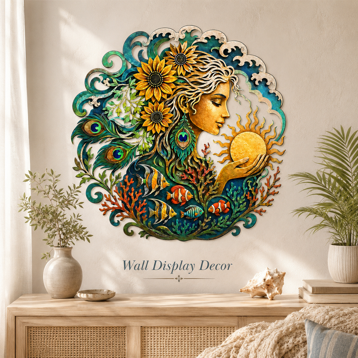 Placement Decor - Mother Ocean Metal Wall Art Ocean Goddess Wall Decor Coastal