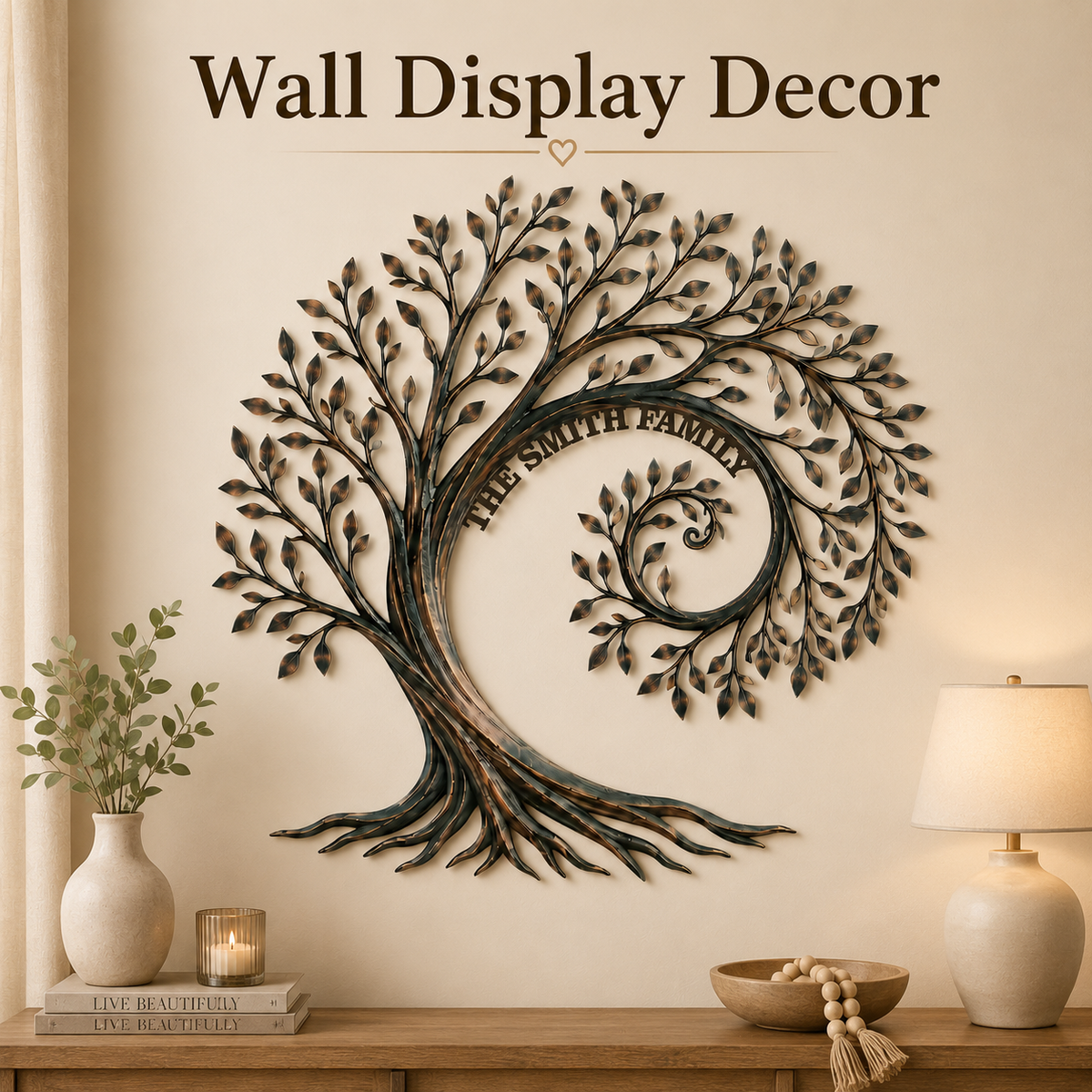 Placement Decor - Personalized Family Tree Metal Wall Art Custom Family Name Sign