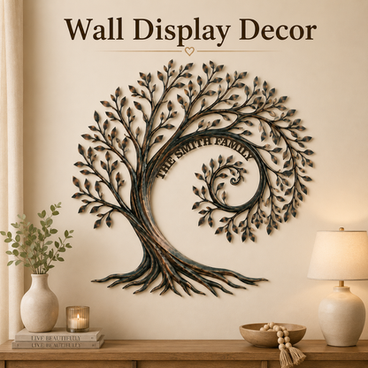 Placement Decor - Personalized Family Tree Metal Wall Art Custom Family Name Sign