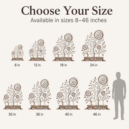 Size Guide - Custom Family Tree Metal Wall Art Decor Personalized Family Name