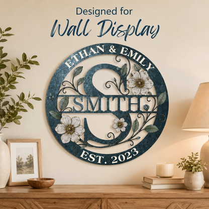 Wall Placement Decor - Personalized Family Name Sign Custom Monogram Metal Wall Art Wedding