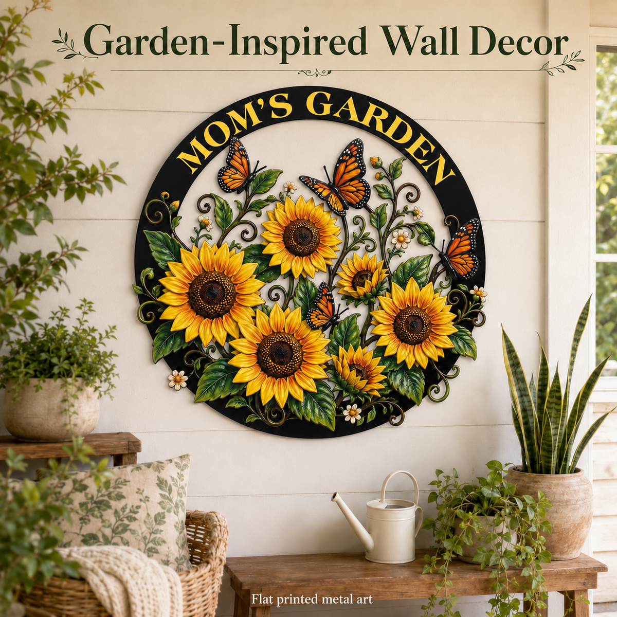 update - Custom Sunflower Metal Wall Art Butterfly Garden Decor Mom Garden