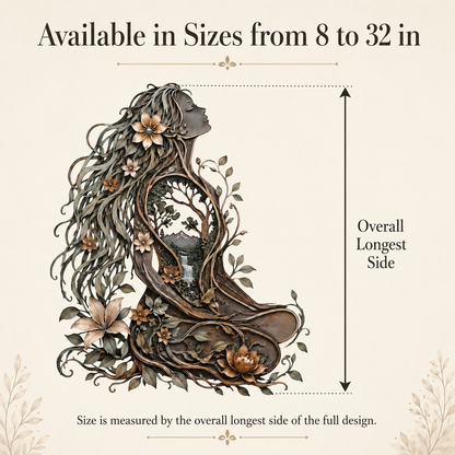 Compact Size Guide - Meditation Room Metal Wall Art Woman Tree of Life Yoga