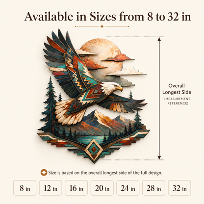 Compact Size Guide - Bald Eagle Metal Wall Art Wildlife Wall Decor Southwestern Eagle