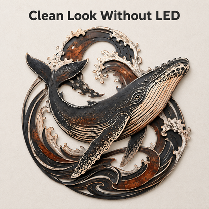 Without LED Feature — Whale Metal Wall Art Humpback Whale Wall Decor Ocean Wall