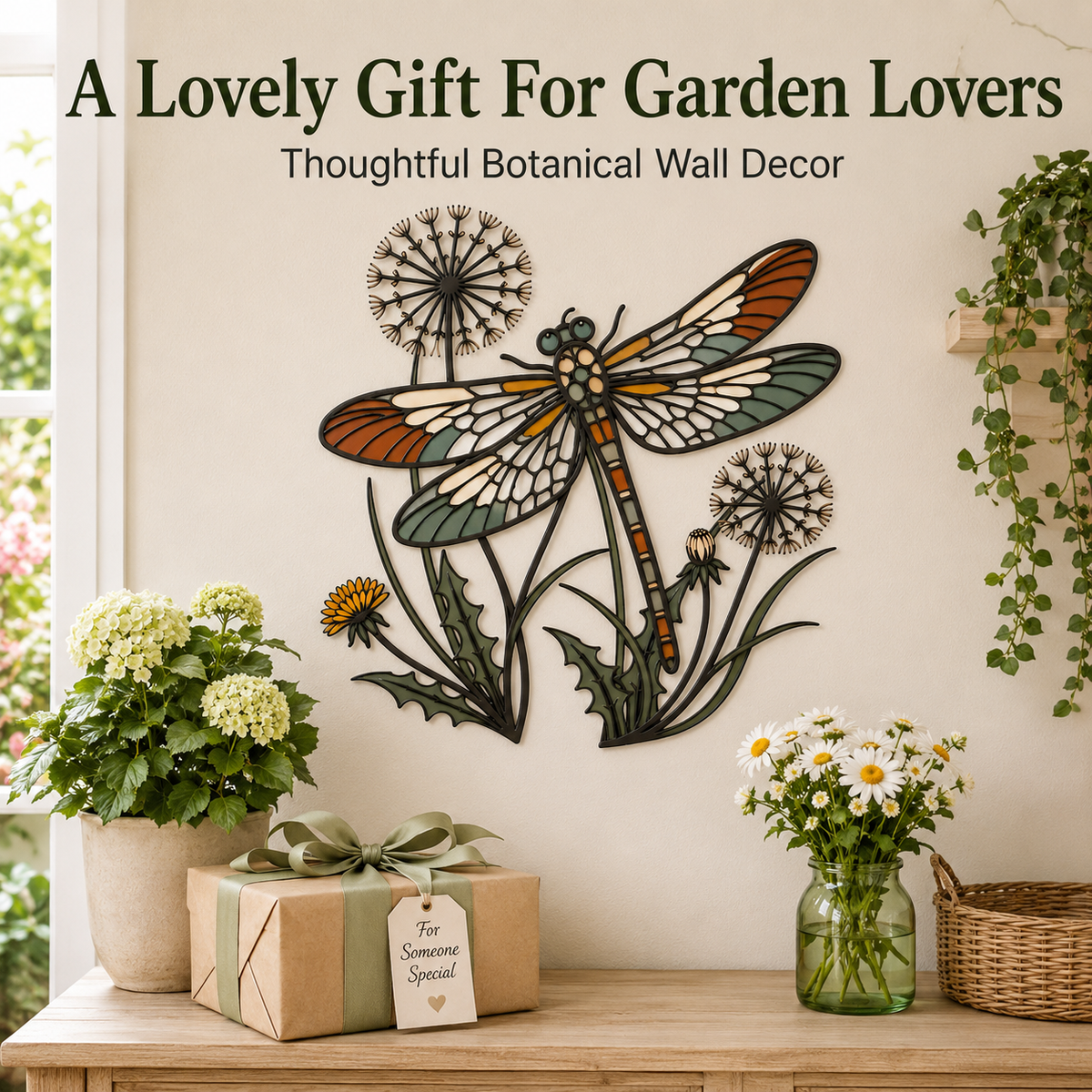 Gift Idea - Dragonfly Wall Art Metal Wall Art Outdoor Wall Art Wildflower