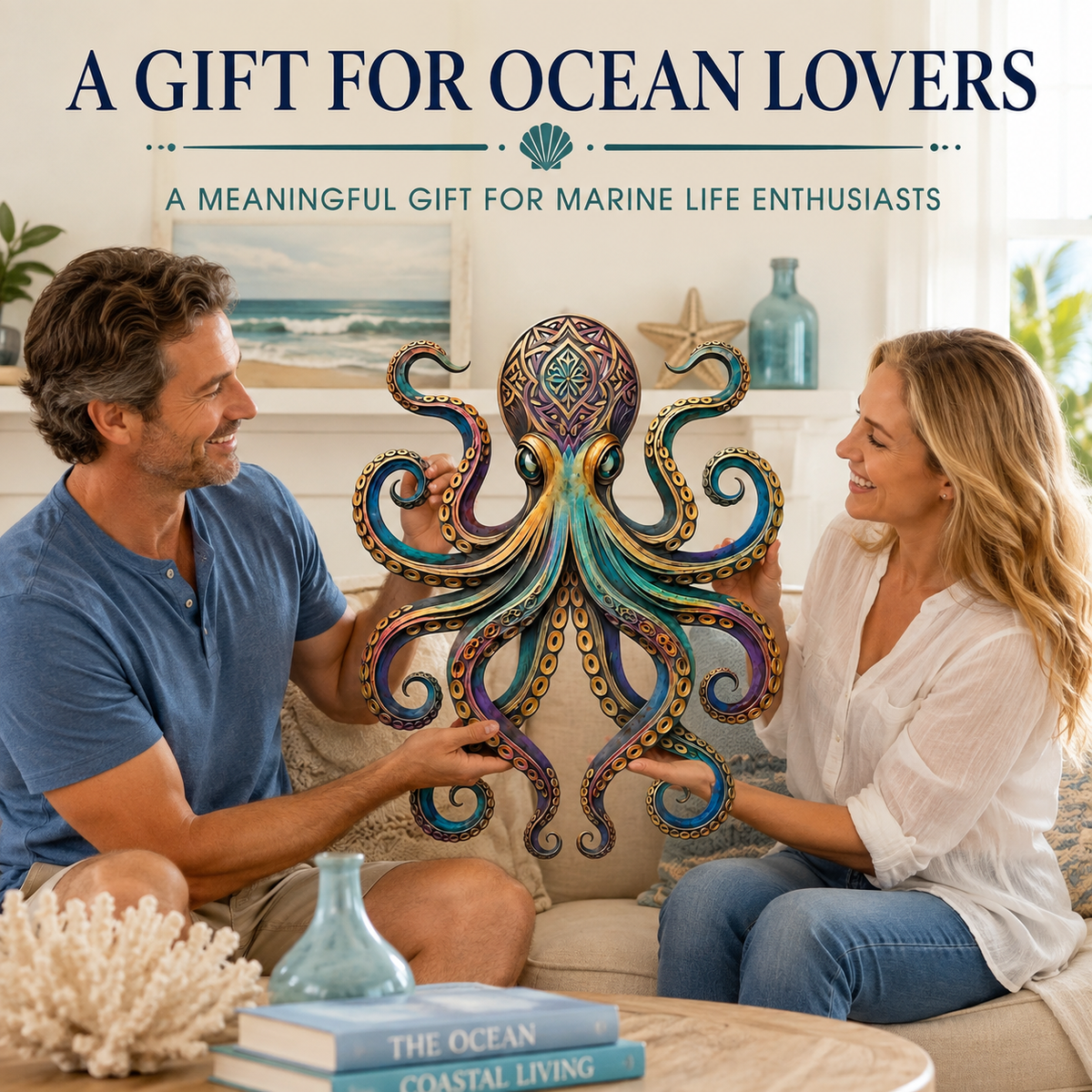 Gift Moment — Octopus Metal Wall Art Octopus Wall Decor Coastal Wall Art