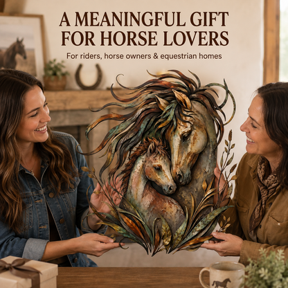 Gift Moment - Horse Metal Wall Art Decor Mare and Foal Wall Art